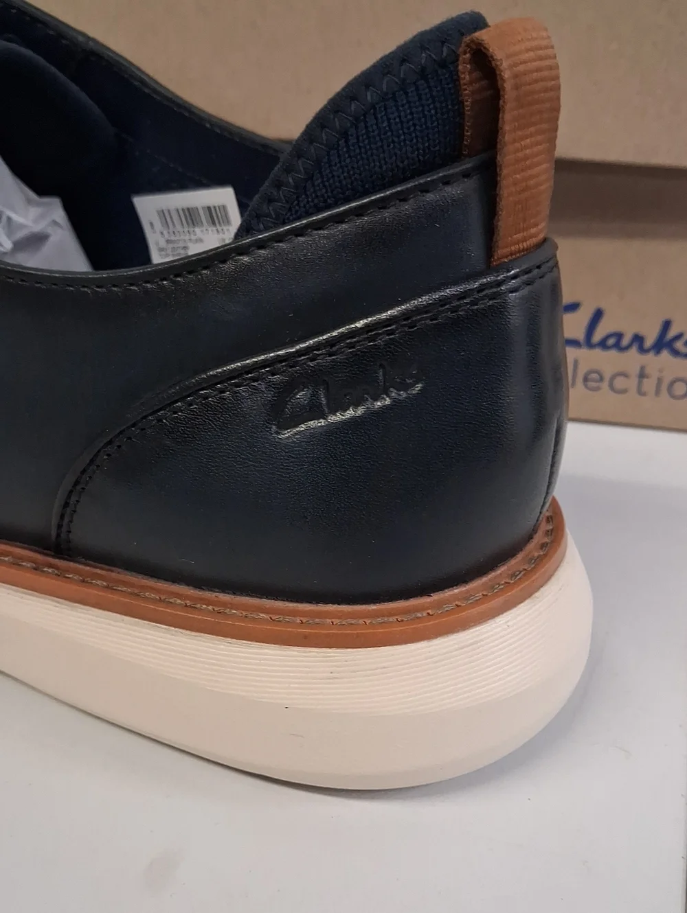 NWT Mens Clark's Brantin Navy Leather Casual Shoes